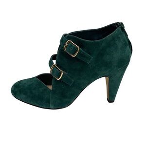 NEW Bella Vita Niko Womens Emerald Green Suede Size 9 Wide 3.5" Round Toe Heels